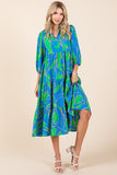 Mittoshop Tiered Printed Collared Neck Midi Dress - felvior