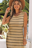Striped Slit Sleeveless Maxi Dress - felvior