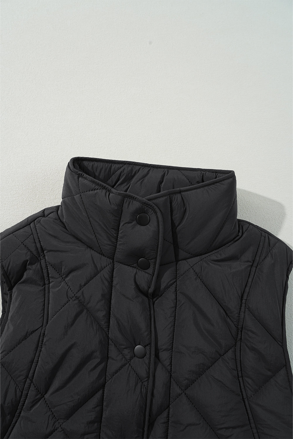 Snap Down Texture Vest Coat with Pockets - felvior
