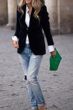 One Button Lapel Collar Long Sleeve Blazer - felvior