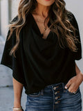Full Size Ruched Three-Quarter Sleeve Blouse Plus Size - felvior