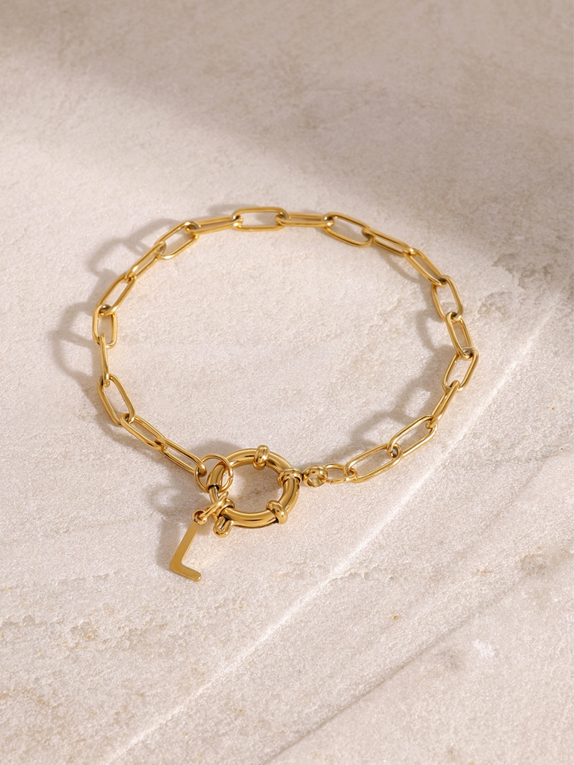 18K Gold-Plated Stainless Steel Letter L Bracelet - felvior