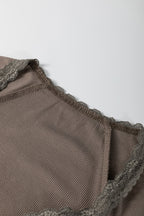 Lace Splicing Crisscross Slim V Neck T Shirt