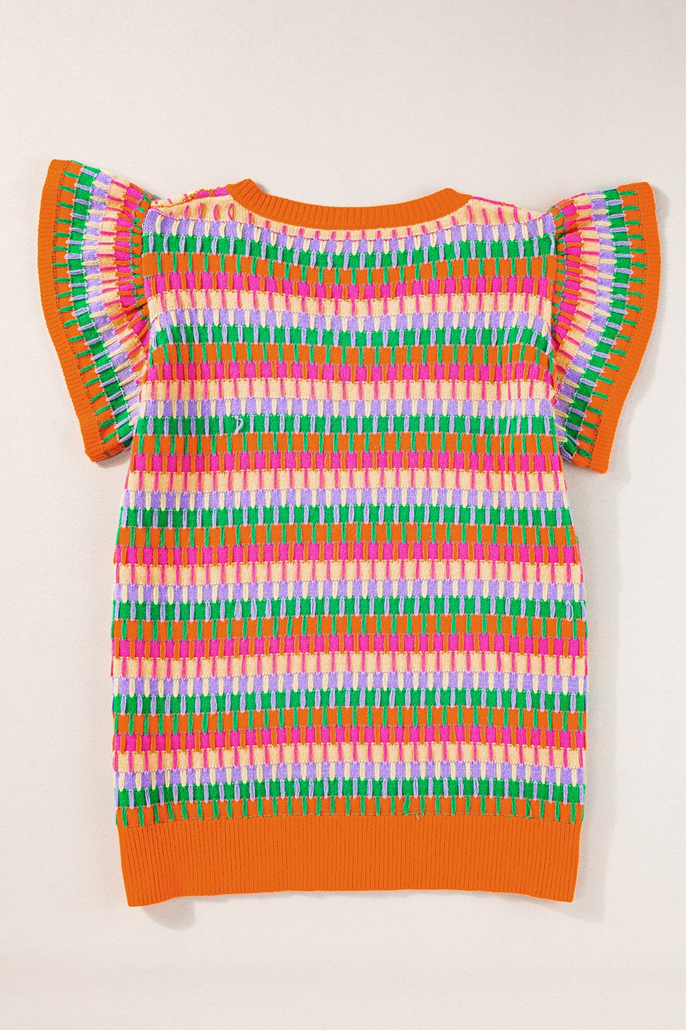 Contrast Striped V-Neck Knit Top - felvior