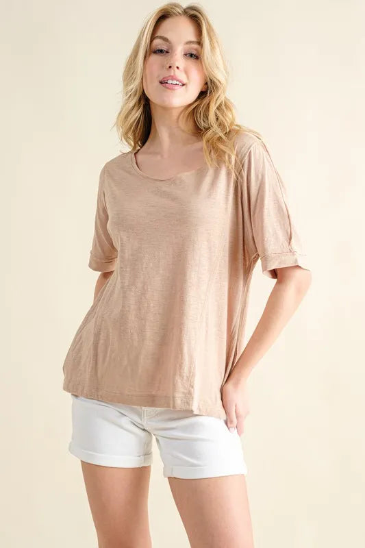And The Why Vintage Slub Round Neck T-Shirt - felvior