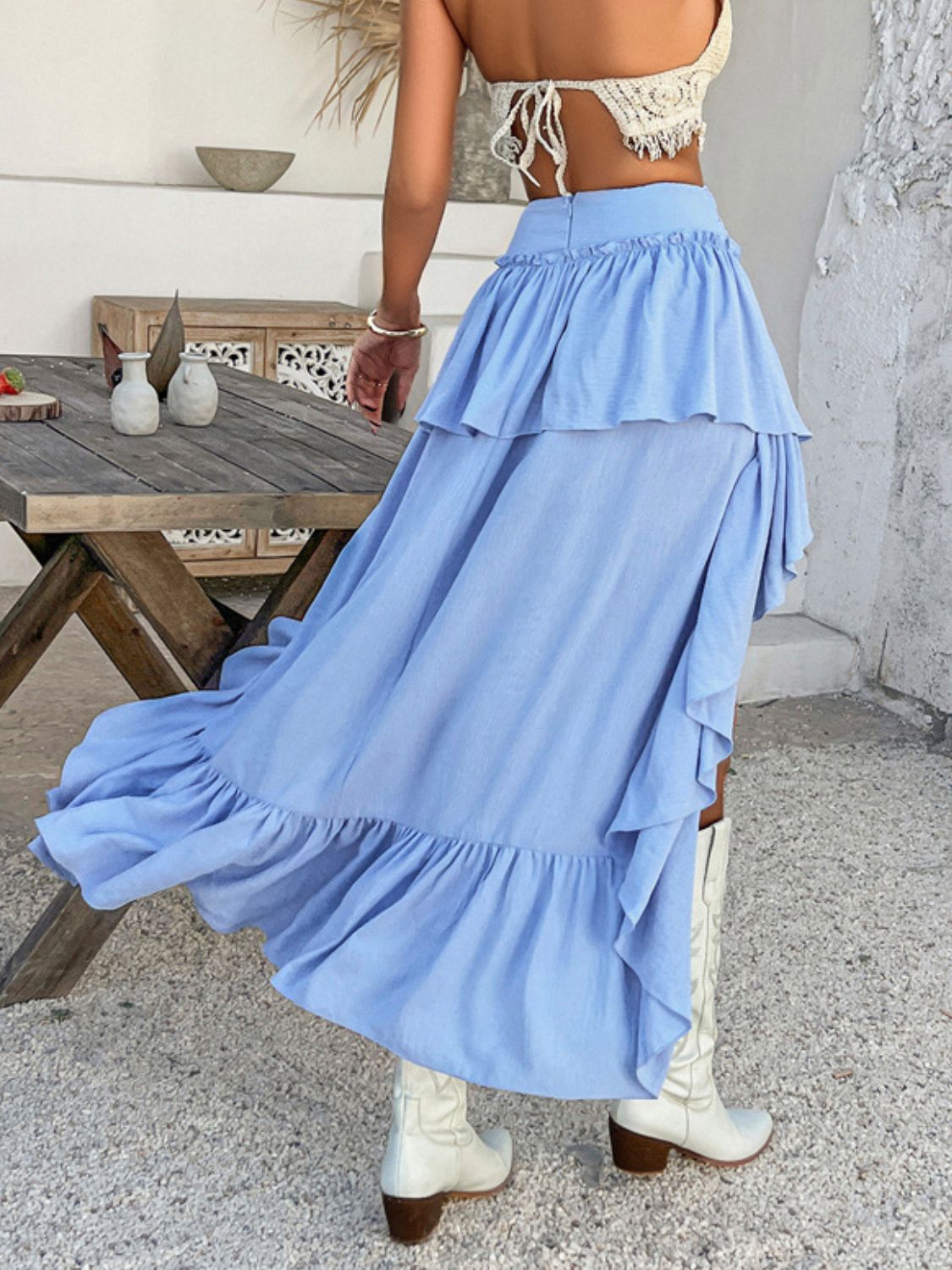 Devine High-Low Ruched Layered Skirt - felvior