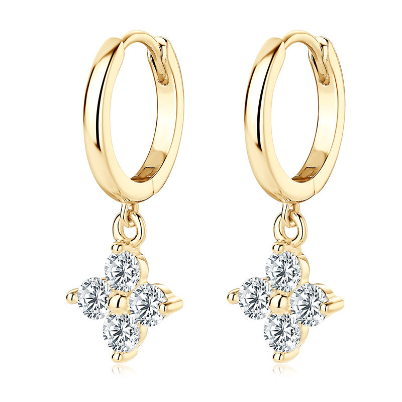 925 Sterling Silver Moissanite Hoop Drop Earrings - felvior