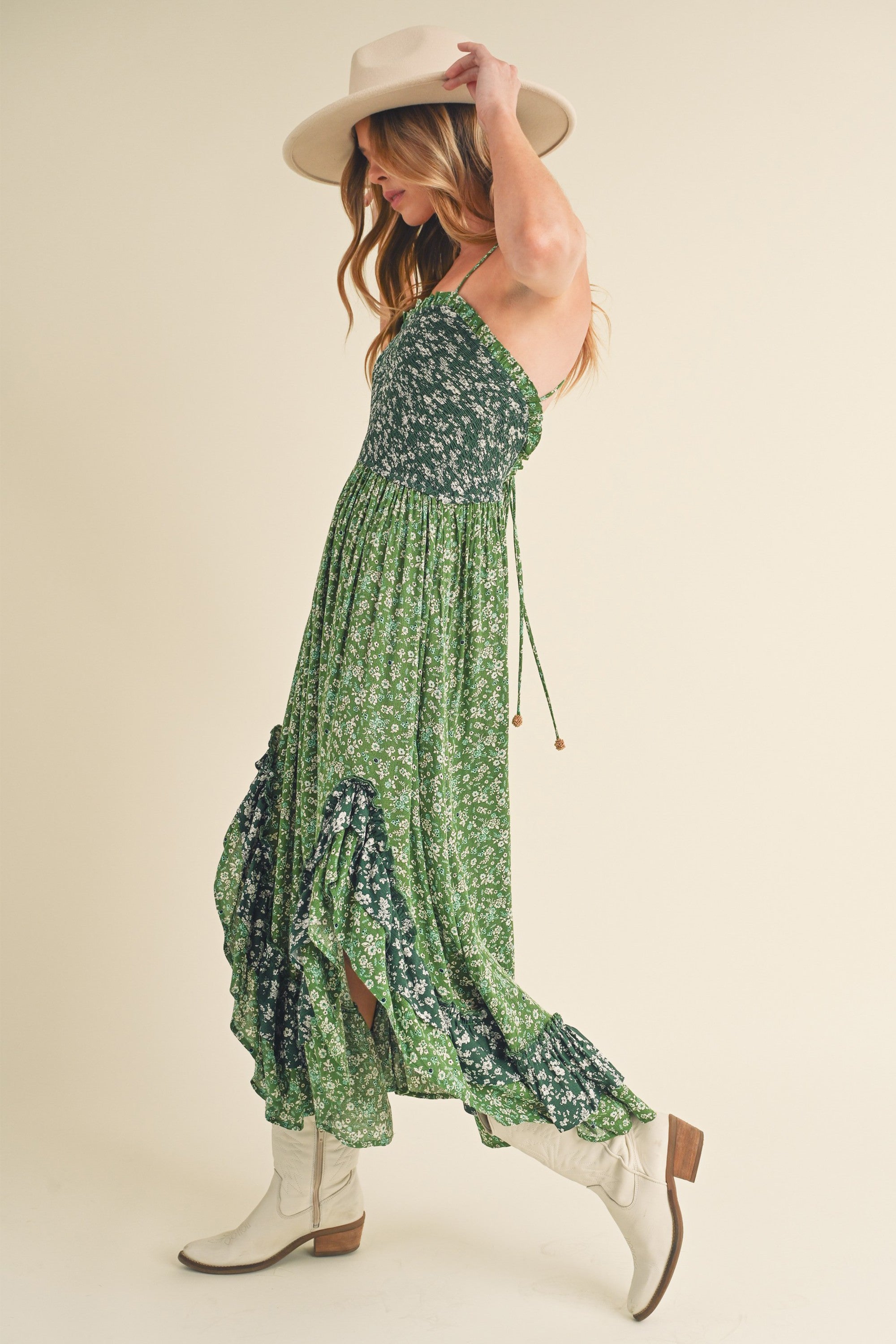 Aemi + Co Ditsy Floral Ruffled Hem Maxi Cami Dress - felvior