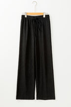 Textured Drawstring Straight Pants