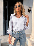 Button Down Collared Neck Long Sleeve Shirt