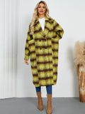 Contrast Double-Breasted Long Sleeve Longline Coat - felvior