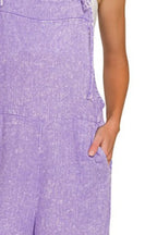 Zenana Washed Linen Knot Strap Rompers