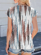 Printed Round Neck Cap Sleeve Top