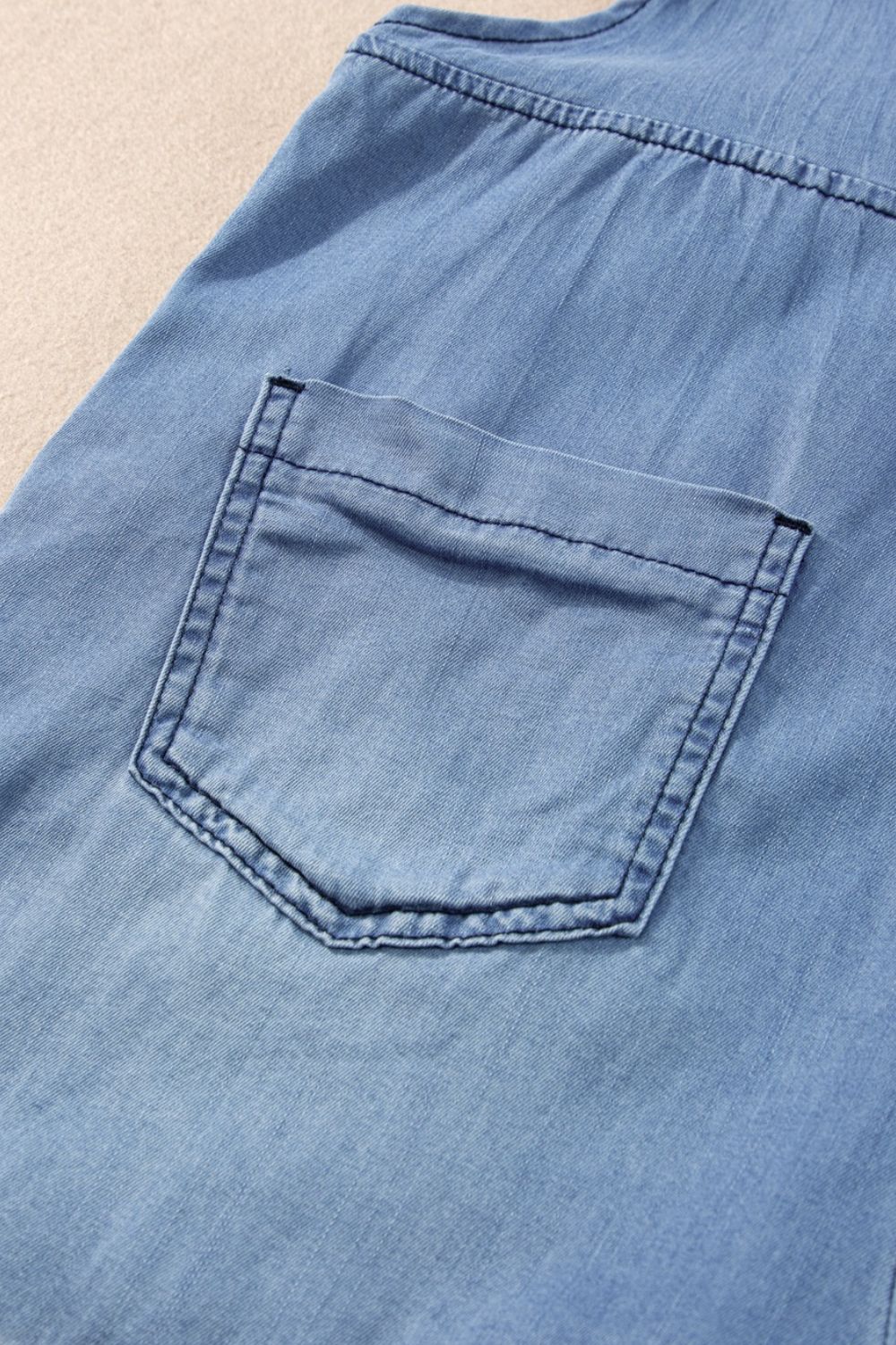 Square Neck Denim Overalls with Pockets - felvior