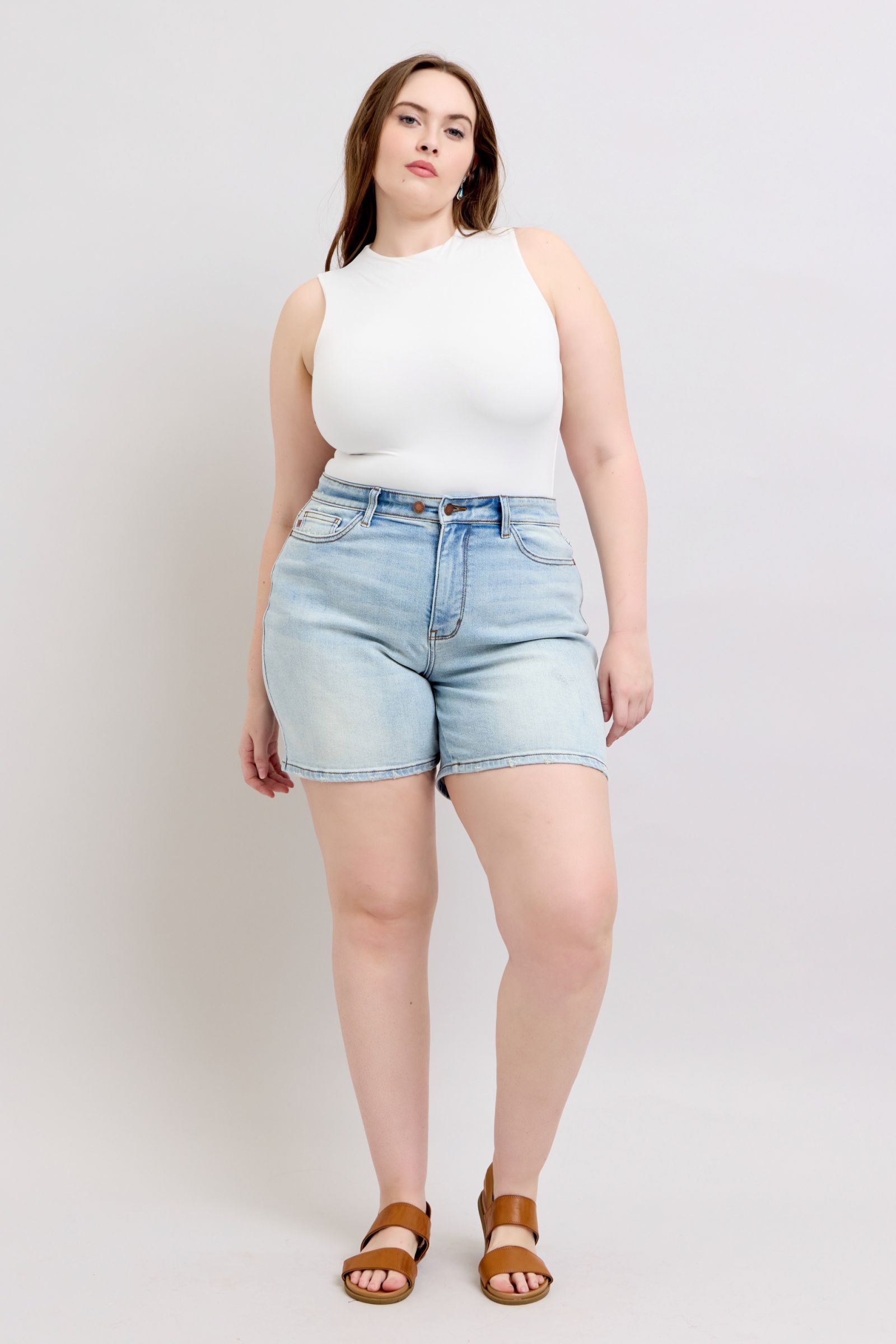 Judy Blue Plus Size Denim Shorts - 2 Button with Pockets