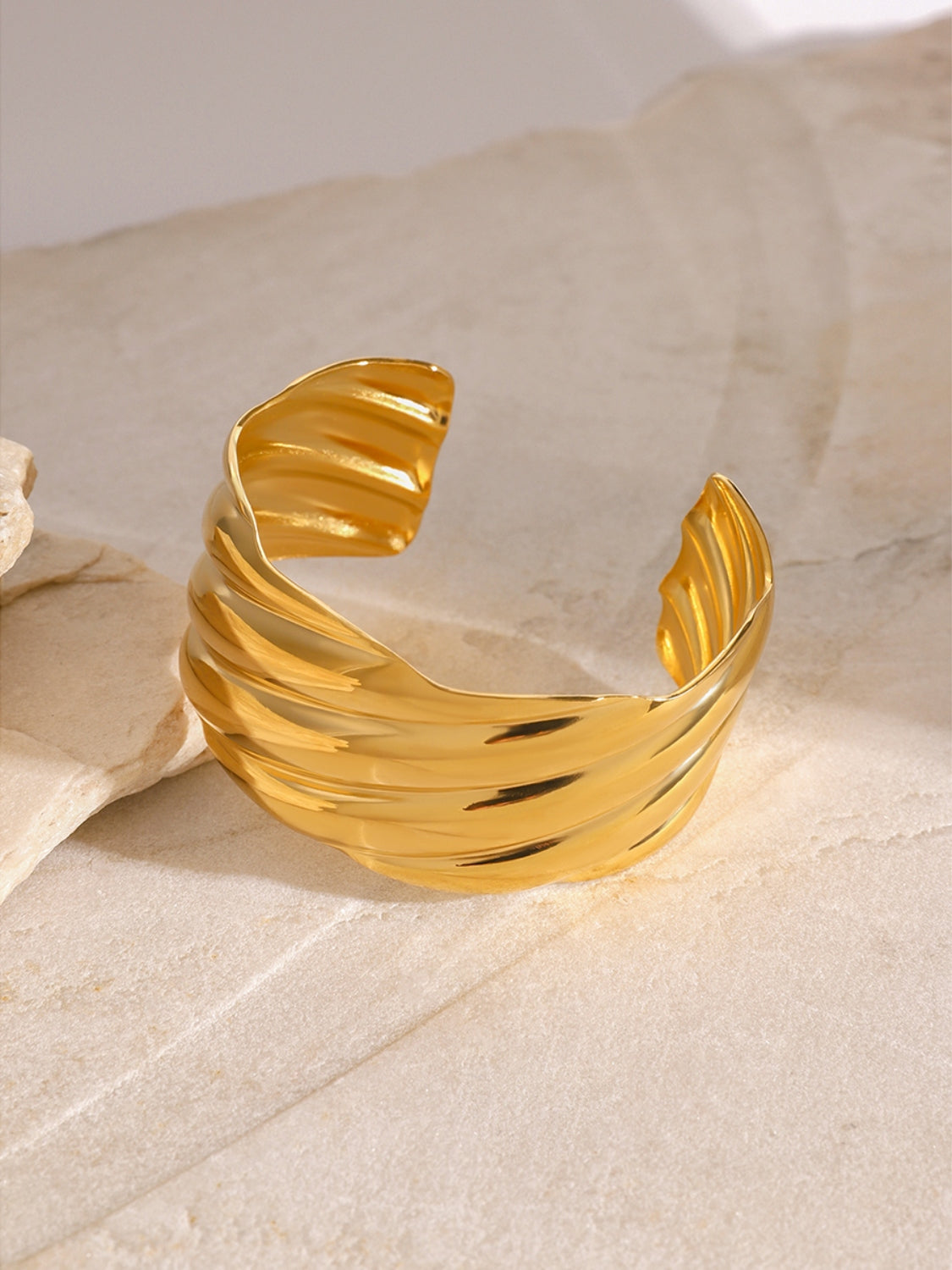 18K Gold-Plated Stainless Steel Open Ring - felvior