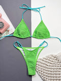 Ribbed Halter Neck Two-Piece Bikini Set - felvior