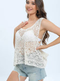 Cutout Round Neck Sleeveless Cover Up - felvior