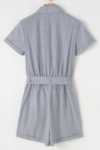 Stripe Chest Pockets Tie Waist Romper