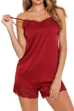 Lovelet Lace Detail Cami and Shorts Lounge Set - felvior