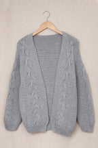Cable-Knit Open Front Cardigan