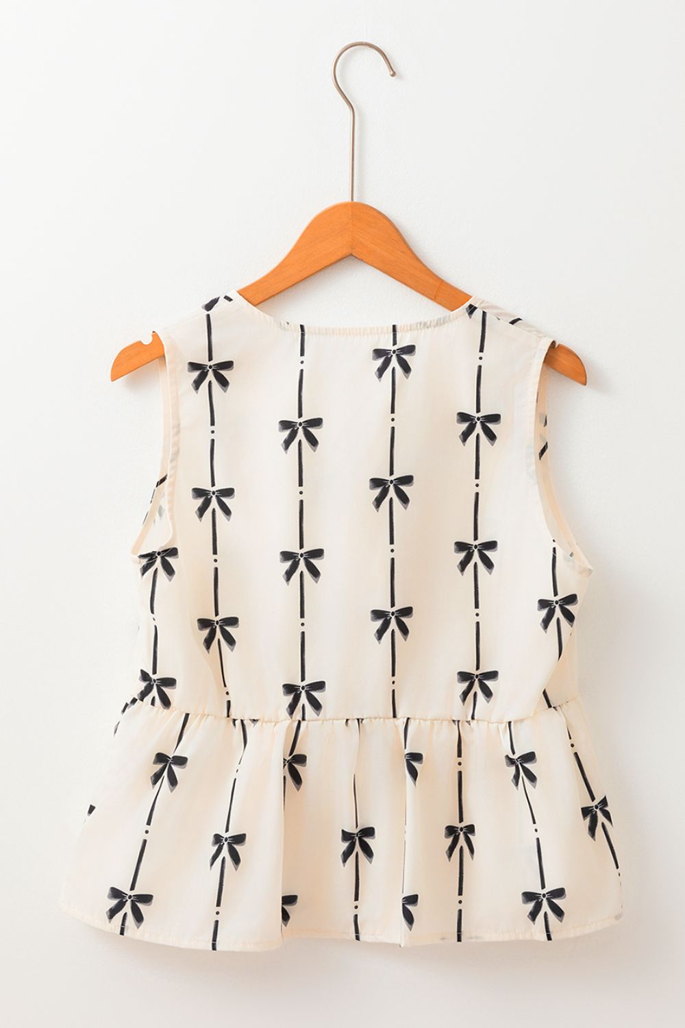 Tied Front Bow Print Peplum Tank - felvior