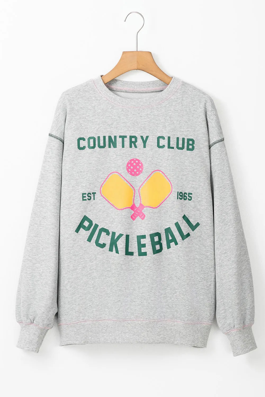 Pickleball Round Neck Dropped Shoulder Sweatshirt - felvior