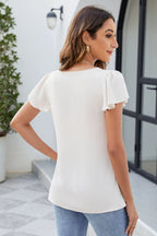 Frill Square Neck Flutter Sleeve Blouse