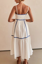 Contrast Trim Square Neck Midi Cami Dress