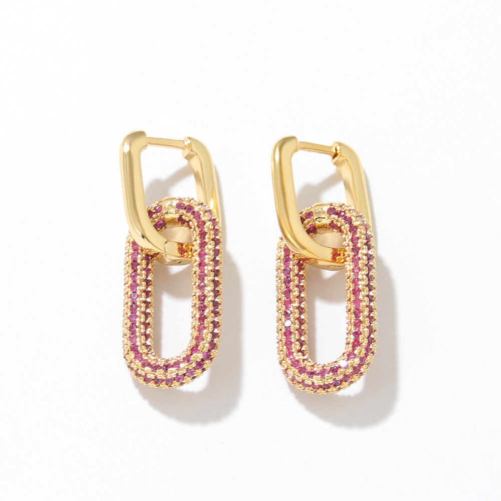 18K Gold-Plated Inland Zircon Earrings - felvior