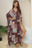 Printed V-Neck Split Maxi Dress - felvior