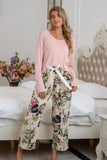 Round Neck Top and Printed Pants Lounge Set - felvior