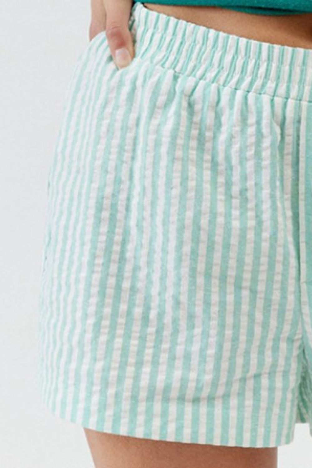 Striped Elastic Waist Shorts - felvior