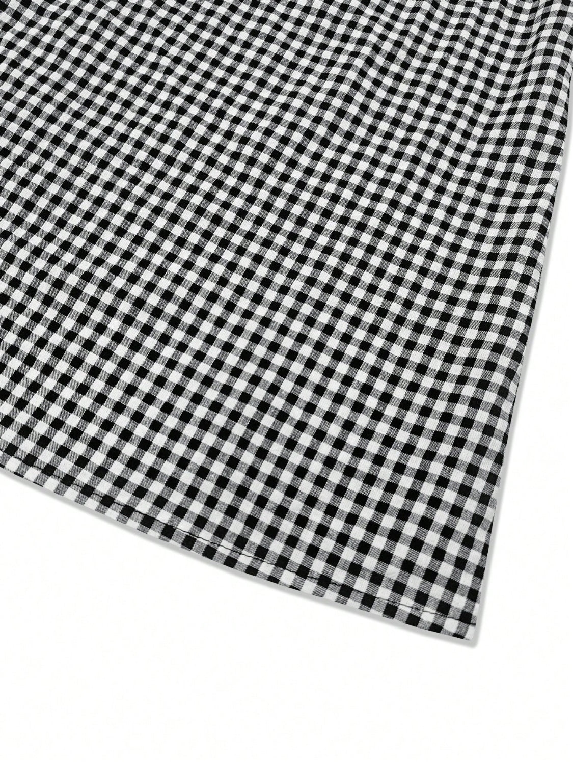 Smocked Plaid Round Neck Layered Short Sleeve Blouse - felvior