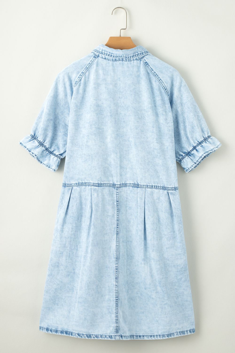 Mineral Wash Ruffle Sleeve Denim Dress