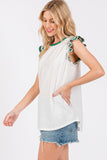 Ces Femme Contrast Striped Sleeveless Round Neck Top - felvior