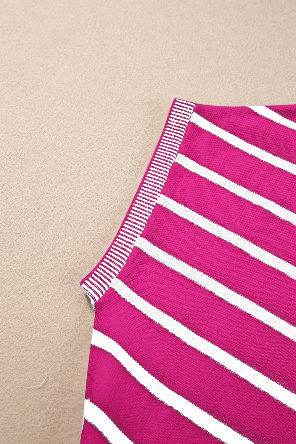 Striped Short Sleeve Knit Top - felvior