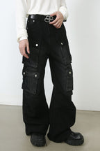Men's Wide Leg Jeans with Cargo Pockets