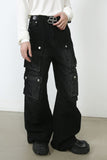 Men's Wide Leg Jeans with Cargo Pockets - felvior