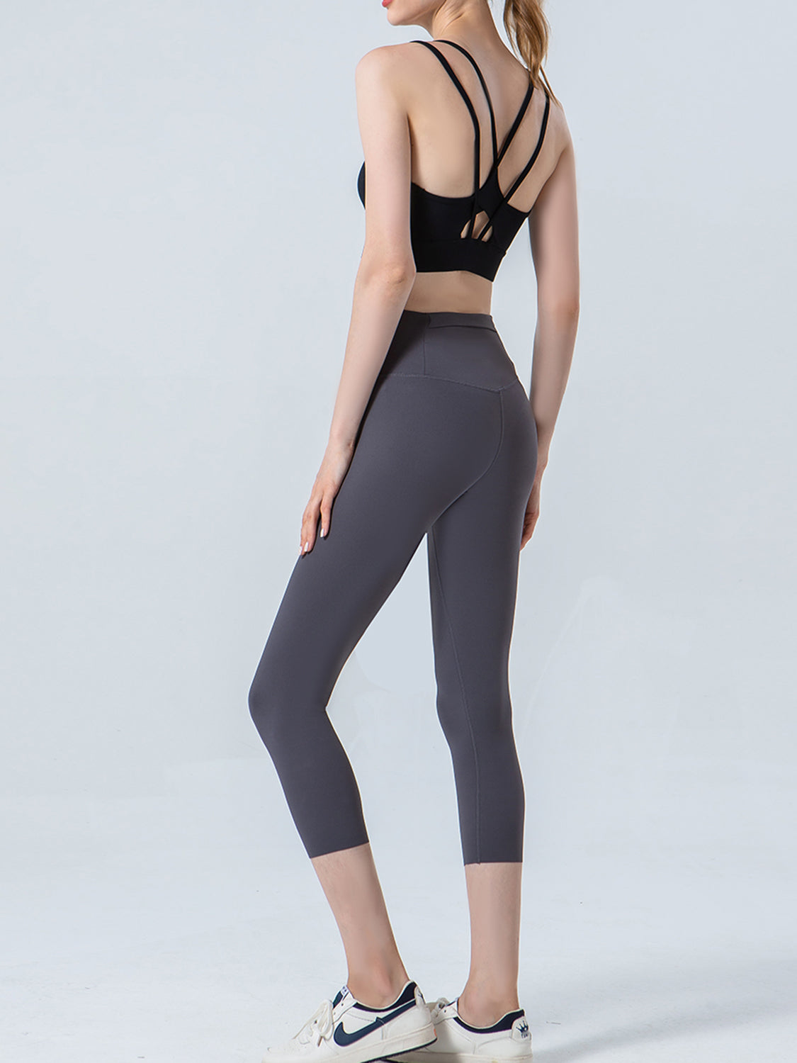 Wide Waistband Cropped Sports Leggings - felvior