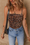 Spaghetti Straps Ruched Leopard Bodysuit - felvior