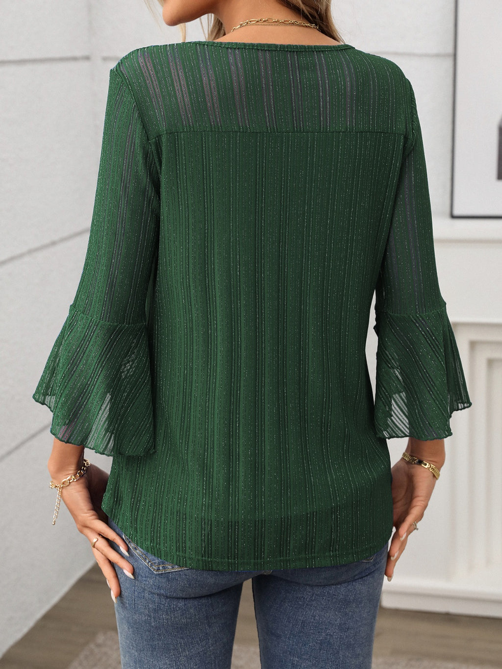 Round Neck Three-Quarter Sleeve Top