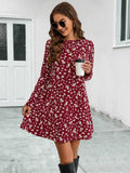 Round Neck Long Sleeve Mini Dress - felvior