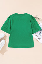 Eyelet Embroidered Patchwork Top