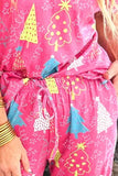 Printed V-Neck Short Sleeve Top and Pants Lounge Set - felvior
