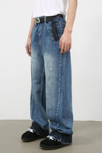 Men's Raw Hem Baggy Jeans