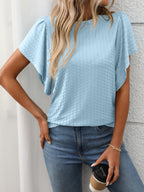Round Neck Flutter Sleeve T-Shirt