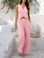 Devine Button Down Vest and Wide Leg Pants Set