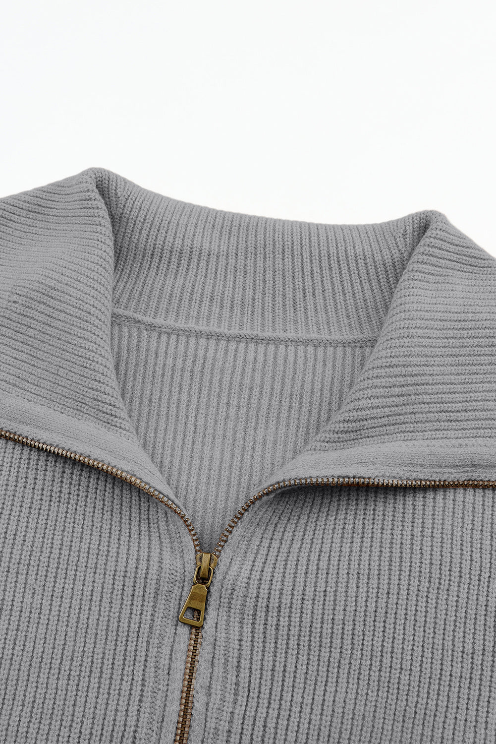 Zip Up Long Sleeve Cardigan - felvior