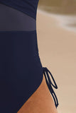 Drawstring Ruched V-Neck One-Piece Swimwear - felvior